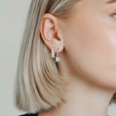 Boucles d'oreilles Ti Sento en argent plaqué platine et oxyde de zirconium