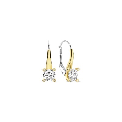 Boucles d'oreilles Ti Sento en argent doré et oxyde de zirconium