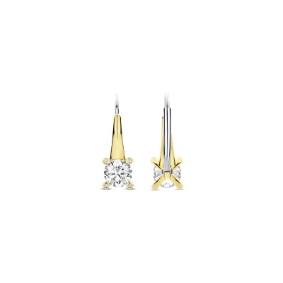 Boucles d'oreilles Ti Sento en argent doré et oxyde de zirconium