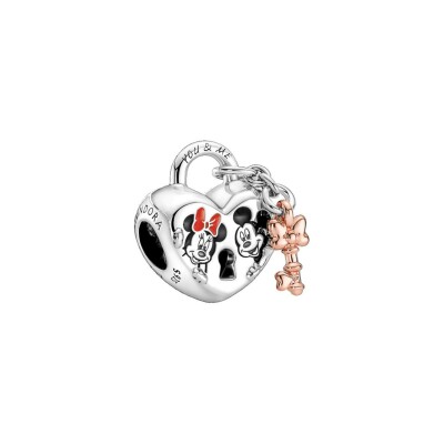 Charm Pandora Disney cadenas disney mickey & minnie en argent et métal doré à l'or rose fin