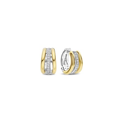 Boucles d'oreilles Ti Sento en argent doré et oxyde de zirconium