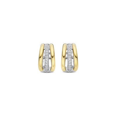 Boucles d'oreilles Ti Sento en argent doré et oxyde de zirconium