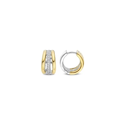 Boucles d'oreilles Ti Sento en argent doré et oxyde de zirconium