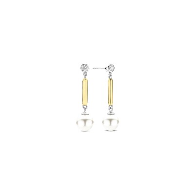 Boucles d'oreilles Ti Sento en argent doré et perles