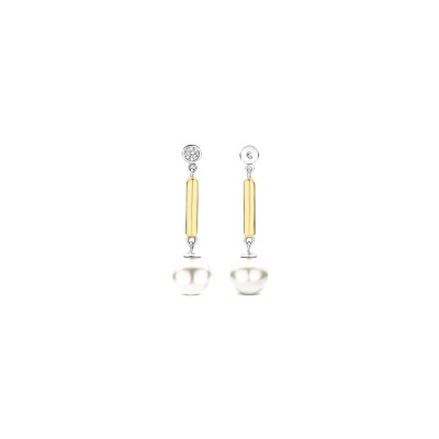 Boucles d'oreilles Ti Sento en argent doré et perles