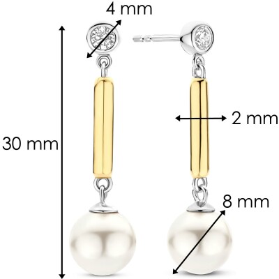 Boucles d'oreilles Ti Sento en argent doré et perles