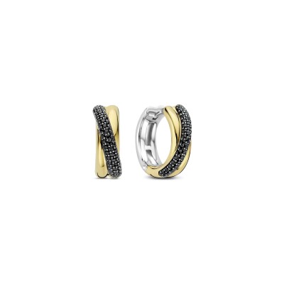 Boucles d'oreilles Ti Sento en argent doré et oxyde de zirconium