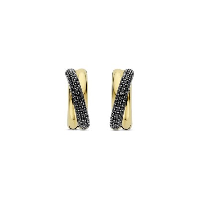Boucles d'oreilles Ti Sento en argent doré et oxyde de zirconium