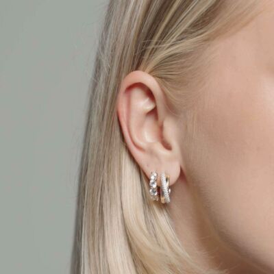 Boucles d'oreilles Ti Sento en argent plaqué platine, argent plaqué or jaune, rose et oxyde de zirconium