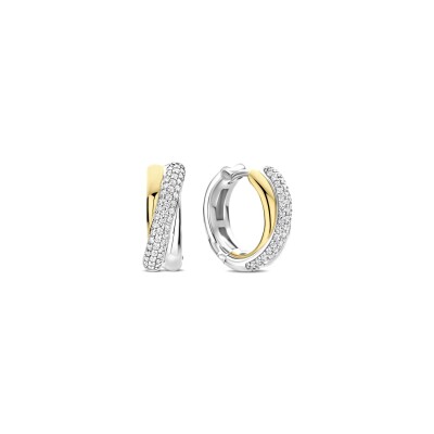 Boucles d'oreilles Ti Sento en argent doré et oxyde de zirconium