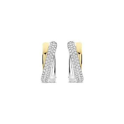 Boucles d'oreilles Ti Sento en argent doré et oxyde de zirconium