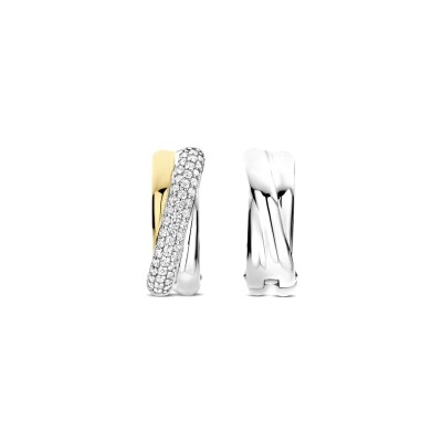 Boucles d'oreilles Ti Sento en argent doré et oxyde de zirconium