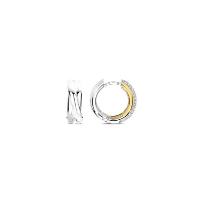 Boucles d'oreilles Ti Sento en argent doré et oxyde de zirconium
