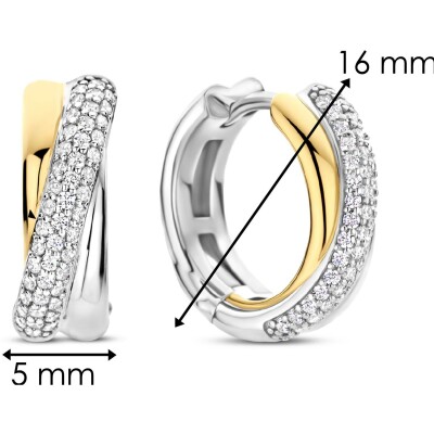 Boucles d'oreilles Ti Sento en argent doré et oxyde de zirconium