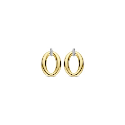 Boucles d'oreilles Ti Sento en argent doré et oxyde de zirconium