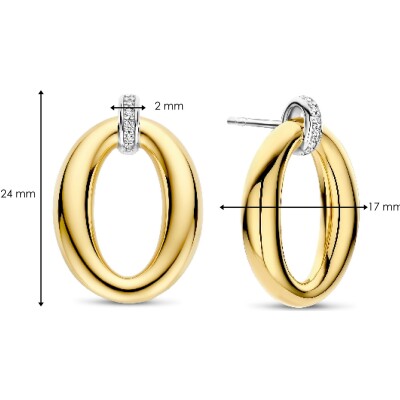 Boucles d'oreilles Ti Sento en argent doré et oxyde de zirconium