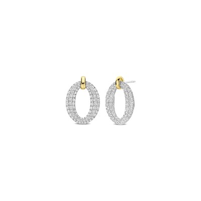 Boucles d'oreilles Ti Sento en argent doré et oxyde de zirconium