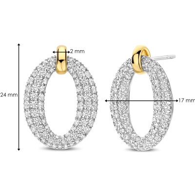 Boucles d'oreilles Ti Sento en argent doré et oxyde de zirconium