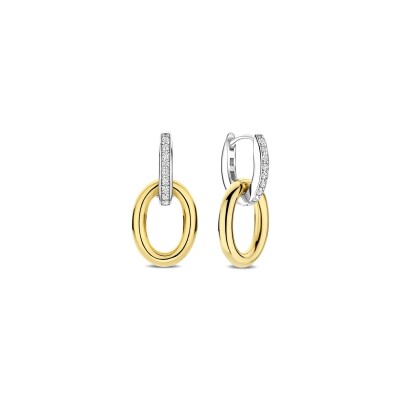Boucles d'oreilles Ti Sento en argent doré et oxyde de zirconium