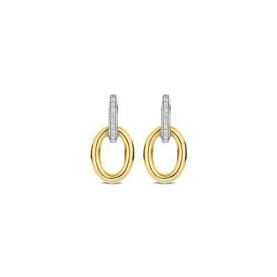 Boucles d'oreilles Ti Sento en argent doré et oxyde de zirconium