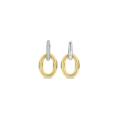 Boucles d'oreilles Ti Sento en argent doré et oxyde de zirconium