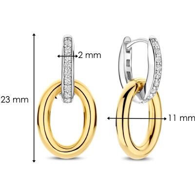 Boucles d'oreilles Ti Sento en argent doré et oxyde de zirconium