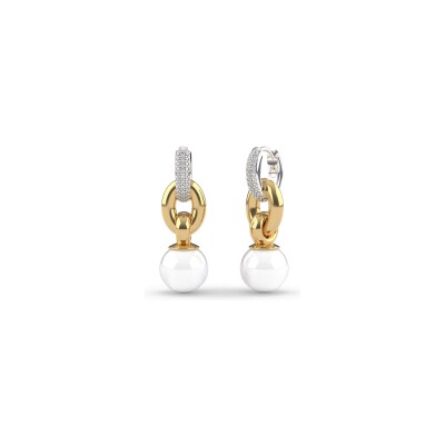 Boucles d'oreilles Ti Sento en argent doré et perles