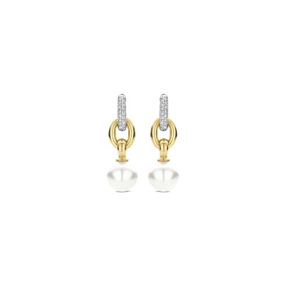 Boucles d'oreilles Ti Sento en argent doré et perles