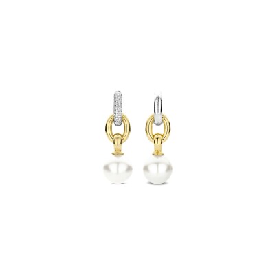 Boucles d'oreilles Ti Sento en argent doré et perles