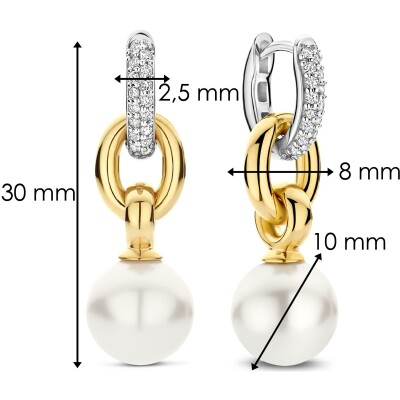 Boucles d'oreilles Ti Sento en argent doré et perles