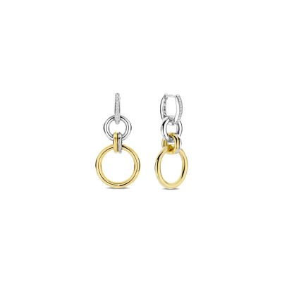 Boucles d'oreilles Ti Sento en argent doré et oxyde de zirconium