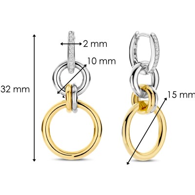Boucles d'oreilles Ti Sento en argent doré et oxyde de zirconium
