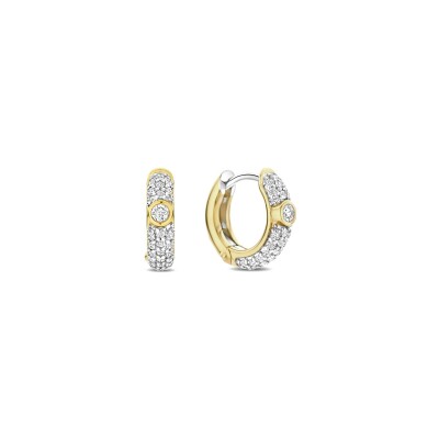 Boucles d'oreilles Ti Sento en argent doré et oxyde de zirconium