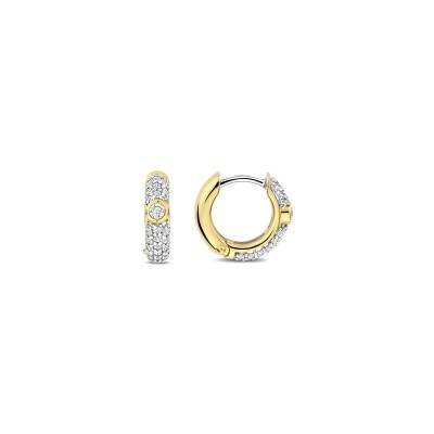 Boucles d'oreilles Ti Sento en argent doré et oxyde de zirconium