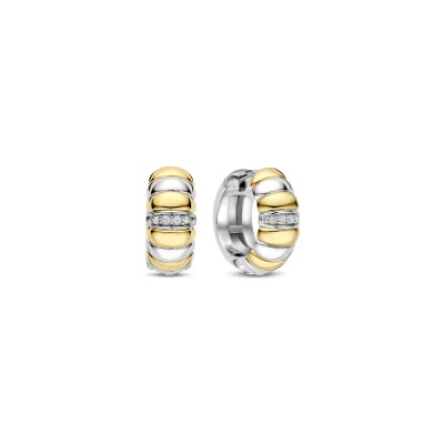 Boucles d'oreilles Ti Sento en argent doré et oxyde de zirconium