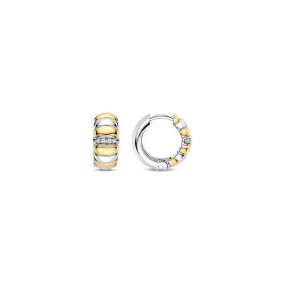Boucles d'oreilles Ti Sento en argent doré et oxyde de zirconium