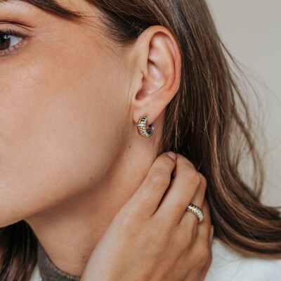 Boucles d'oreilles Ti Sento en argent doré et oxyde de zirconium