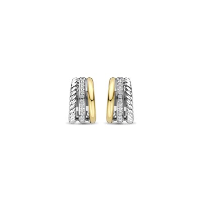 Boucles d'oreilles Ti Sento en argent doré et oxyde de zirconium