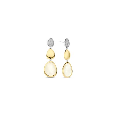 Boucles d'oreilles Ti Sento en argent doré et cristal synthétique