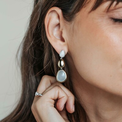 Boucles d'oreilles Ti Sento en argent doré et cristal synthétique