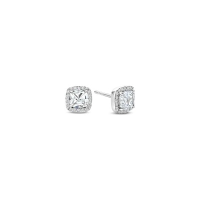 Boucles d'oreilles Ti Sento en argent plaqué platine et oxyde de zirconium