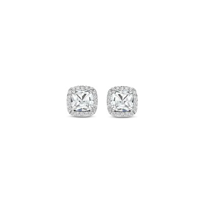 Boucles d'oreilles Ti Sento en argent plaqué platine et oxyde de zirconium