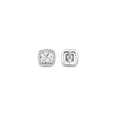 Boucles d'oreilles Ti Sento en argent plaqué platine et oxyde de zirconium