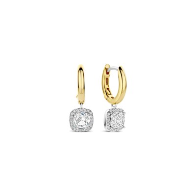 Boucles d'oreilles Ti Sento en argent doré et oxyde de zirconium
