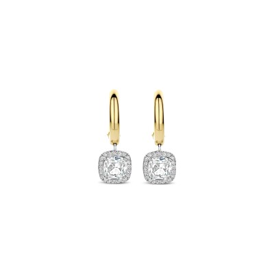 Boucles d'oreilles Ti Sento en argent doré et oxyde de zirconium