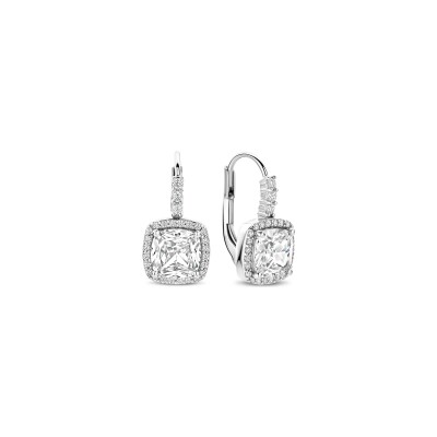 Boucles d'oreilles Ti Sento en argent plaqué platine et oxyde de zirconium