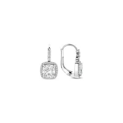 Boucles d'oreilles Ti Sento en argent plaqué platine et oxyde de zirconium