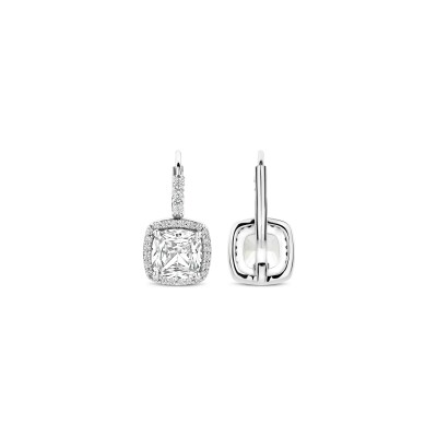 Boucles d'oreilles Ti Sento en argent plaqué platine et oxyde de zirconium