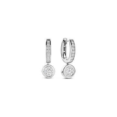 Boucles d'oreilles Ti Sento en argent plaqué platine et oxyde de zirconium