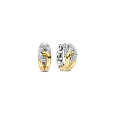 Boucles d'oreilles Ti Sento en argent doré et oxyde de zirconium
